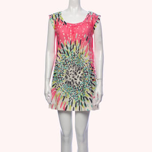 PAUL & JOE Sleeveless Printed Mini Cotton/Silk Tunic Dress